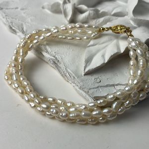 Four Stand Baroque Pearl Bracelet Gold Plated Clasp Marked Japan